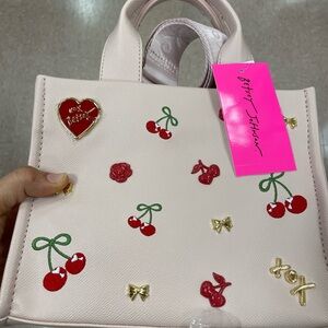 Betsey Johnson Light red Cherry Embellished hand bag